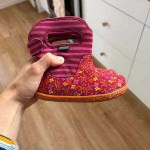 Bogs Kids' Floral Striped Boots - Pink and Orange